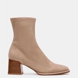 Steve Madden Beige Taupe Suede Mid-Block Heel Ankle Boot